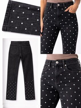Anthropologie Black High-Rise Jeans with Silver Studs